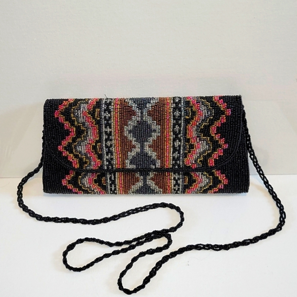 La Regaie Beaded Envelope Shoulder Bag Purse Boho